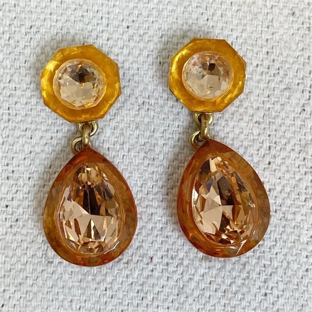 J. CREW Casino Tear Drop Earrings Orange